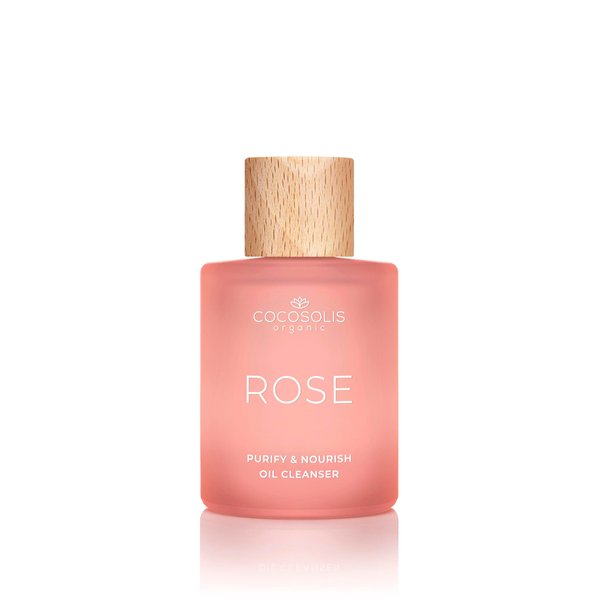 COCOSOLIS ROSE Purify & Nourish Oil Cleanser, moisturizing cleansing oil and make-up remover, vegan, with rose extract and vitamin E