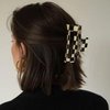 6 Pack Black Checkered Hair Claw Clips,3.1", Y2K Square Medium Hair Clips, Non-Slip Claw Clips Hair Styling Accessories with Strong Hold for Women Girls Long Short Thin Hair