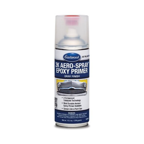 Eastwood 2K Epoxy Gray Primer | AeroSpray Catalyzed Technology | Durable Direct to Metal Epoxy Primer Automotive | Performance Primer on Car Body Filler & Fiberglass | 10-16 Sq Ft Coverage | 12 oz