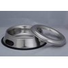 Indipets Stainless Steel Spill Proof Splash Free Dog Bowl - 16oz - Removable Cover and Easy Pick Up Grip Handle