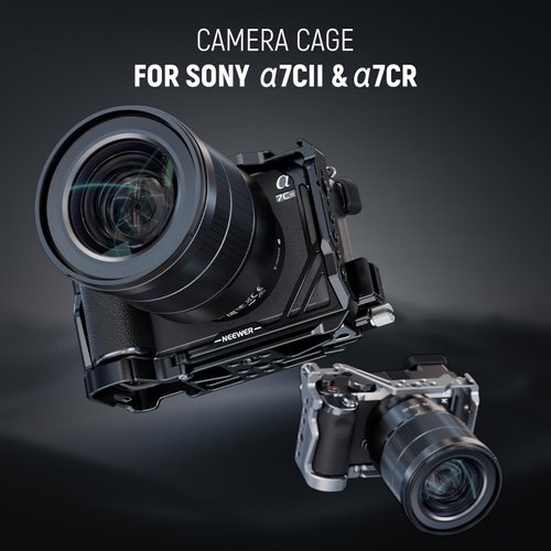 NEEWER A7C II A7CR Camera Cage, Aluminum Video Rig with QR Base Arca Type Anti Slip Compatible with Sony DJI RS Gimbal, HDMI Cable Clamp, NATO Rail, Cold Shoe 3/8" ARRI 1/4" Thread, CA050 Black