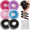KKTOCHVC Bun Dancer Hair net Ballet Dance Skating Bun Cover Elastic Band Hair Nets with Hairpins for Women Girls Bun (Colored-With Lace,No Drawstring)