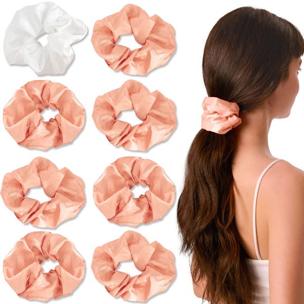 xo, Fetti Bachelorette Party Decorations Satin Hair Tie Checkered Scrunchies - Peach + White | Bridal Shower Gift, Bridesmaid Favors, Bridesmaid Proposal Box, Bride Tribe Favor