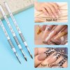 Shine Chance 3Pcs Acrylic Nail Brushes Set Size 2 4 5, Kolinsky Hair Acrylic Nail Art Brush, Art Design & Polish Mistake Cleaning Manicure Tools for Women Acrylic Application, Silver