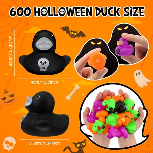 Junkin Halloween Rubber Ducks Bulk 1.57 Inch Mini Rubber Ducks Small Rubber Duck Bulk for Halloween Party Favors(100 Pcs)