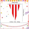 Aurelema Carnival Circus Party Decorations 32.8ft Light up Red and White Pennant Banner Flags Striped Carnival Bunting Banner with 8 Modes Battery Operated String Light Triangle Bunting Flags