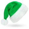 FOIMAS Santa Hat for Adults,Green Plush Christmas Hats with White Fur for Christmas Holiday Party Decoration Supply