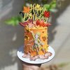 1 PCS Maple Leaf Happy Birthday Cake Topper Glitter Fall Autumn Harvest Theme Cake Pick for Thanksgiving Day Theme Birthday Party Cake Decorations Supplies