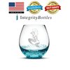 Integrity Bottles Premium Mermaid Stemless Wine Glass, Bubbly Turquoise, Handblown, Tribal Design, Hand Etched Gifts, Sand Carved 18oz