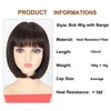 AliRobam Bob Wig with Bangs Natural Short Straight Wigs for Women Shoulder Length Heat Resistant Synthetic Fiber Wigs for Daily Party Halloween Cosplay (Dark Brown)