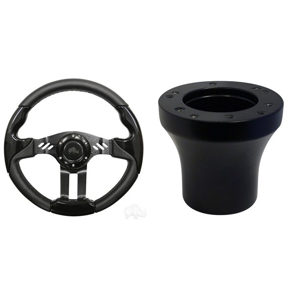 RHOX Yamaha Aviator 5 Golf Cart Steering Wheel Kit (Black Grip with Black Spokes)