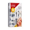 KISS 100 Full-Cover Nails, Press-On Nails, Nail glue included, 'Active Oval' Shape, Clear, Medium Size, Oval Shape, Includes 100 Nails, 3g Maximum Speed Nail Glue
