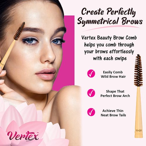 Vertex Eyebrow Brush Spoolie Comb - For Eyebrows Blending Brow Pomade | Small Angled Eyelash Brush For Longer Lashes