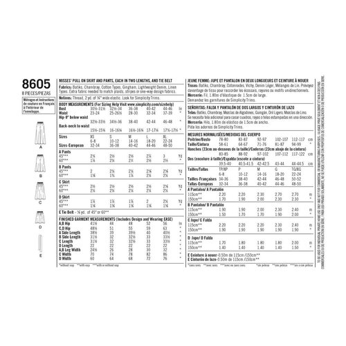 Simplicity US8605A Easy to Sew Women's Skirts and Loose Fitting Pants Sewing Patterns, Sizes 6-24