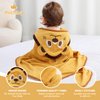MICHLEY Bamboo Viscose Baby Hooded Bath Towel for Boys and Girls, 29.5 x 29.5 Inch Ultra-Soft and Quick-Drying Infant Bathrobe (Lion)
