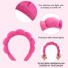 Semato Spa Headband and Wristband Set Skin Care Headband Fluffy Bow Face Wash Headband Hair Accessories Bubble Sponge Spa Headband for Women and Girls (hot pink)