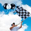Chengu 50 Pieces Race Car Balloons Checkered Flag Latex Balloons with 8 Rolls Plastic Ribbons for Racing Theme Party Decorations