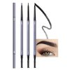 3Pcs Waterproof Eyebrow Pencil, Professional Makeup Micro Brow Pencil, Double-ended ultra-fine eyebrow pencil, Ultra-Fine Mechanical Pencil (02#black)