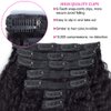 Kinky Straight Clip In Hair Extensions for Black Women Real Human Hair Coarse Yaki Clip Ins Hair Extensions, Brazilian Remy Kinky Straight Clip ins Hair Natural Black 7Pcs 100Gram/Pack (18 Inch)
