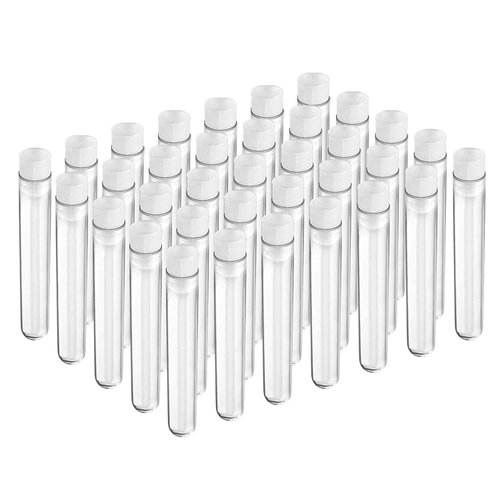 Joyclub 50pcs 12x100mm(8ml) Clear Plastic Test Tubes with Caps for Scientific Experiments, Halloween, Christmas, Scientific Themed Kids Birthday Party Supplies, Decorate The House, Candy Storage
