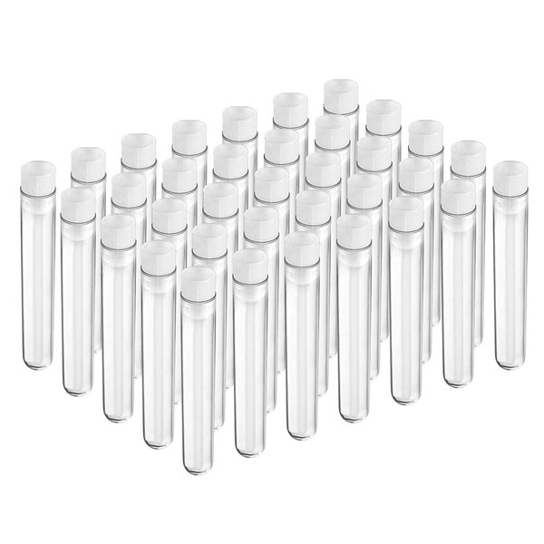 Joyclub 50pcs 12x100mm(8ml) Clear Plastic Test Tubes with Caps for Scientific Experiments, Halloween, Christmas, Scientific Themed Kids Birthday Party Supplies, Decorate The House, Candy Storage