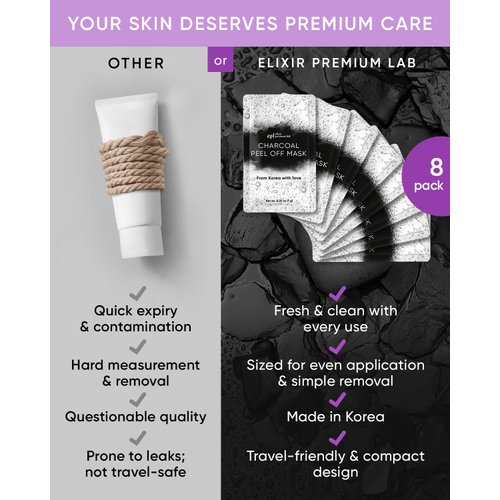 WONDER FAMILY Activated Charcoal Face Masks Skincare 8 sachets - Korean Skin Care Products - Charcoal Face Mask Peel Off Skin Care - Gently Cleansing Charcoal Face Mask for Men & Women Face Care