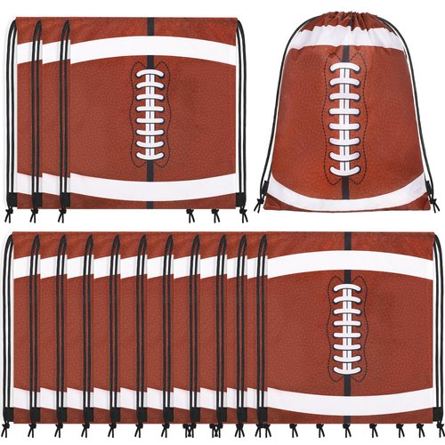 durony 15 Pieces Football Drawstring String Bag Sports Backpack Ball Drawstring Party Favor Bags for Sports Storage