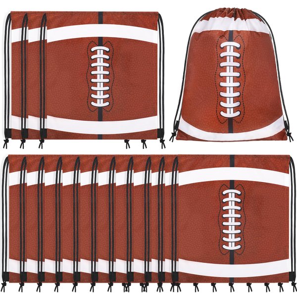 durony 15 Pieces Football Drawstring String Bag Sports Backpack Ball Drawstring Party Favor Bags for Sports Storage