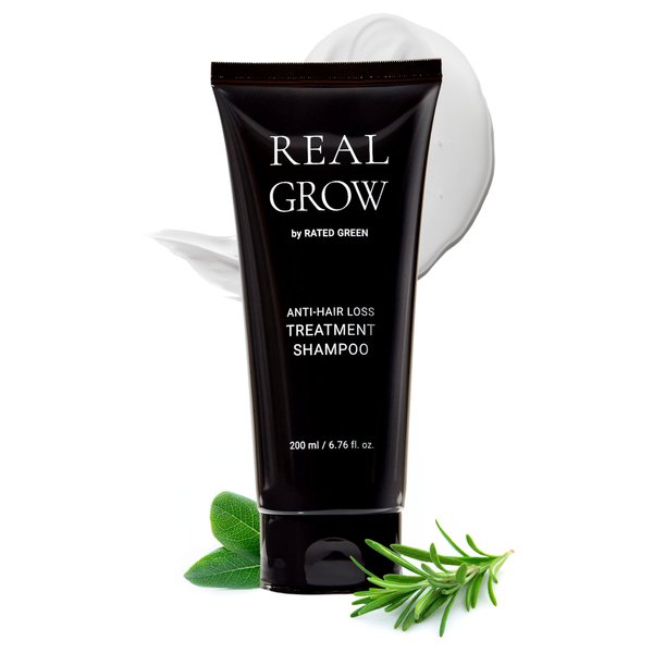RATED GREEN REAL GROW Anti Hair Loss Treatment Shampoo | Strengthening Shampoo for Thinning Hair | Organic Shampoo for Hair Strengthening | Rosemary Shampoo for Thinning Hair for Women 6.76 fl oz