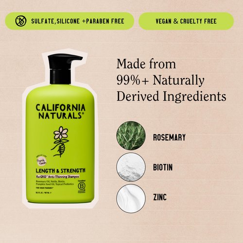 California Naturals Re:GRO Hair Shampoo, Anti Thinning & Hair Growth Support, All Hair Types, Vegan, Natural, Cruelty Free, Silicone, Paraben & Sulfate Free Shampoo for Women & Men, 16.5 oz