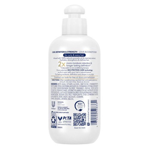 Dove Leave-in Conditioner 2-Pack, Curl Definition & Strength – Wavy and Curly Hair Products for Women, 7.5 Oz Ea