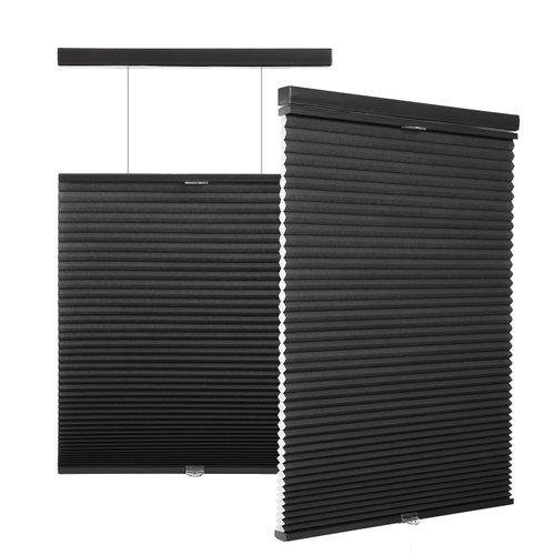 Changshade Custom Top Down Bottom Up Cellular Shades, Light Filtering Cordless Blinds for Indoor Windows, Pull Down Honeycomb Blinds Easy to Install, Black