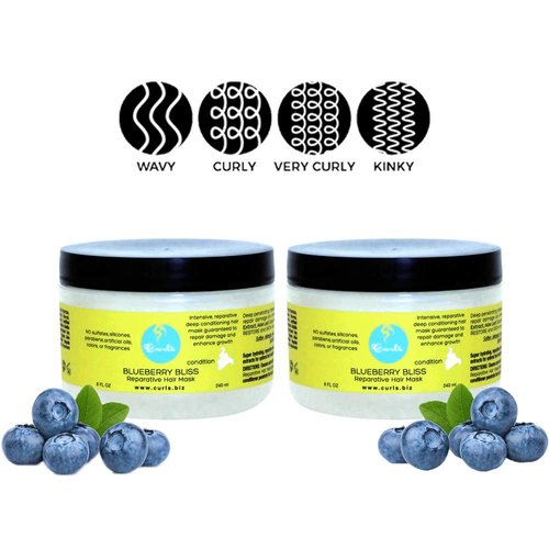 Curls Blueberry Bliss Reparative Hair Mask 8 Ounce ~ Pack of 2