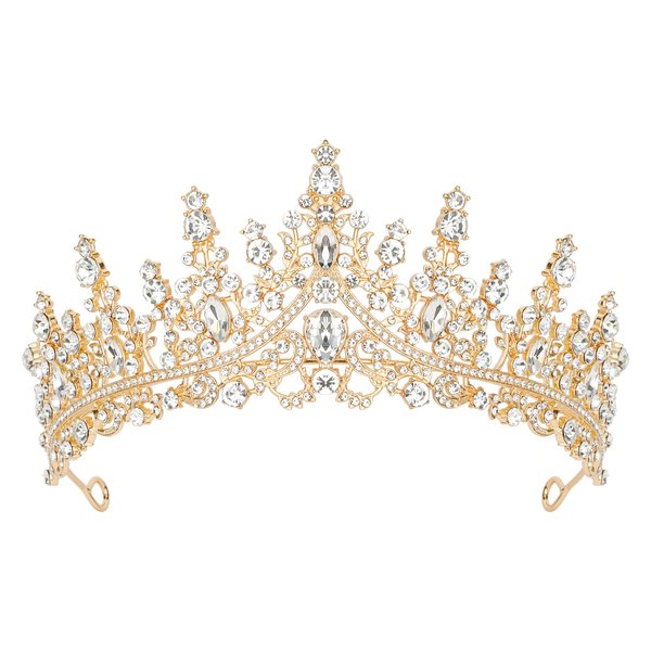 Gold Crown for Women Queen Princess Crown Wedding Tiara for Women Crystal Tiaras and Crowns Wedding Hair Accessories for Bride Prom Party Pageant Birthday Halloween Cosplay Graduation