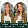 RUNATURE Clip in Hair Remy Human Hair Clip in Extensions 16 Inches Golden Brown with Golden Blonde Highlighted Color 10P16 50g 3pcs Double Weft Clip on Hair Extensions