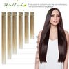 WindTouch Clip in Hair Extensions Human Hair Extensions Clip in Extensions Balayage Medium Brown to Caramel Blonde Hair Extensions Real Human Hair 16Inch 7Pcs 120g Hair Extensions Clip Ins