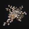 BERYUAN Wedding Flower Leaves Hair Comb Pearls Rrhinestone Crystal Wedding Headpiece Gold Flowers Leaves Pearls Wedding Hair Comb Gold Wedding Bridal Hair Comb for Brides Bridesmaid