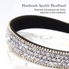 Wecoe Rhinestone Headband Women Girls Fashion Silver Headband Bling Sparkly Crystal Diamond Headband Thin Hair Band Holiday Birthday Gift Short Hair Accessories For Women Girls (Silver)