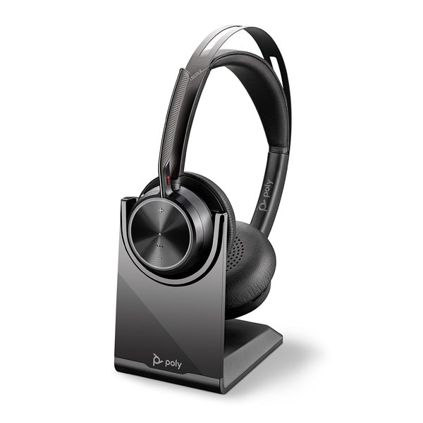 Poly Voyager Focus 2 UC Bluetooth Headset with Stand, Black, Unisex