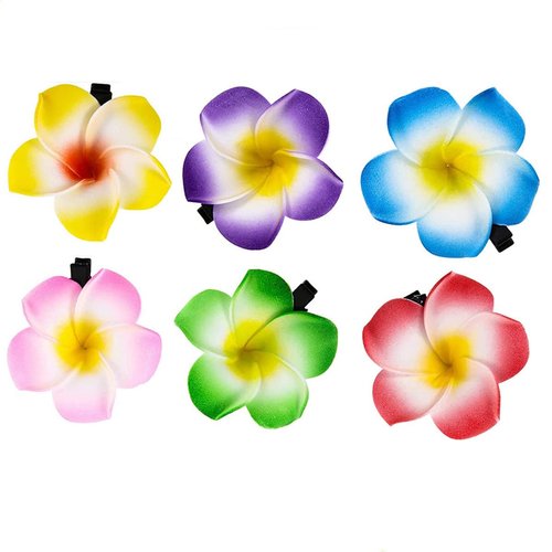Plumeria Flower Hair, 24PCS Hawaiian Foam Flower Hair Clips, Hawaii Hair Clips for Women, Wedding Party Beach Hair Decorations
