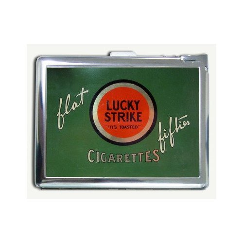Vintage Look Lucky Strike Flat Fifties Cigarette Case with Lighter