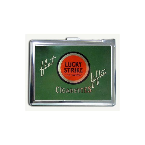 Vintage Look Lucky Strike Flat Fifties Cigarette Case with Lighter