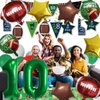 HADCKJA Football Balloon Football Birthday Decorations 10th Birthday Balloon Rugby Gold Brown Star Rugby Field Balloon Touchdown Sports Theme Football Party Supplies Birthday Party Decorations 10Pcs