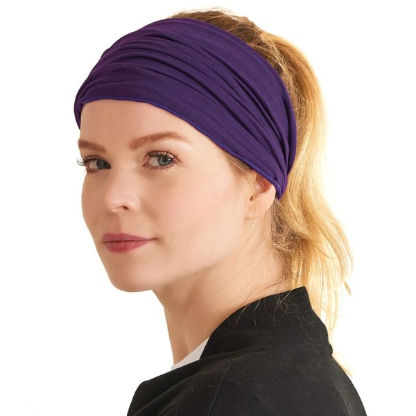 Purple Japanese Bandana Headbands for Men and Women – Comfortable Head Bands with Elastic Secure Snug Fit Ideal Runners Fitness Sports Football Tennis Stylish Lightweight M