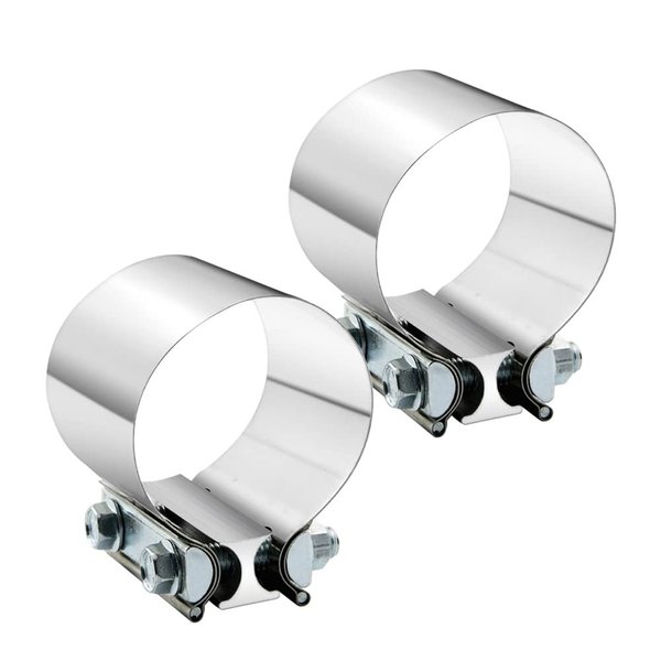 4.0 Inch Exhaust Clamp 4" Butt Joint Band Clamp Sleeve Coupler Stainless Steel 3 Inch for Exhaust Pipes, Mufflers and Catalytic Converters (2 PCS)