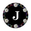 Cell Phone Pop Out Holder,Black White Daisy Flower Letter J PopSockets Grip and Stand for Phones and Tablets
