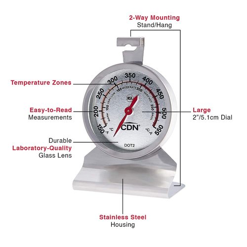 CDN 09502000954 ProAccurate Oven Thermometer, 1 EA, Silver