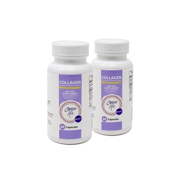 Carson Life Collagen Capsules with Vitamin C - 60 Capsules - Dietary Supplement for Anti Aging, Immune Support, Healthy Hair, Skin and Nails - Made in The USA (2 Pack)