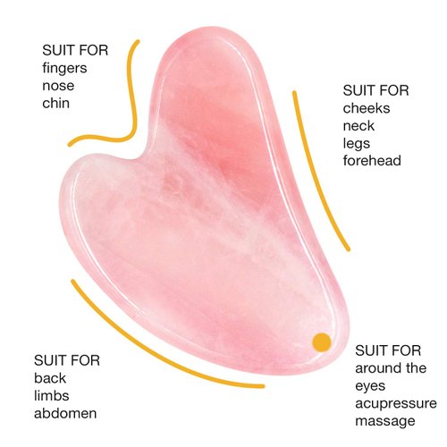 KIMANN Gua Sha Rose Quartz Face Scraping Massage Tool Jade GuaSha Stone Facial Tool for Anti Aging Face Muscle Scraper Neck Body Relaxing