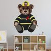 VWAQ Firefighter Teddy Bear Wall Decal - Fireman Bedroom Sticker Kids Decor - TEB4 (32"H X 24"W)